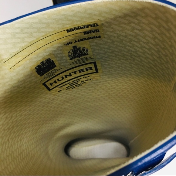 HUNTER Talk Pull On Blue Boots Size 8M - Picture 8 of 13